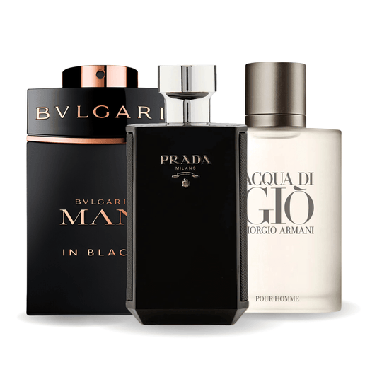 Zestaw 3 perfum Bvlgari In Black, Giorgio Armani Acqua Di Gio, L'Homme Prada Intense 100ml