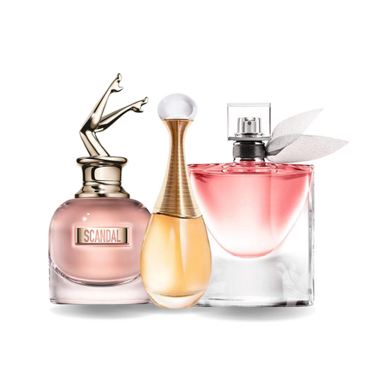 Zestaw 3 perfum SCANDAL, J'ADORE, LA VIE EST BELLE 100ml