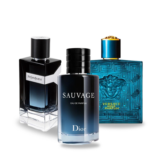 Zestaw 3 perfum Dior SAUVAGE, Yves Saint Laurent Y MEN, Versace EROS 100ml