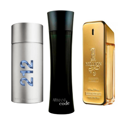 Zestaw 3 perfum  212 Men NYC, Paco Rabanne One Milion, Armani Code Homme 100ml