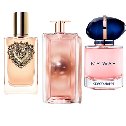 Zestaw 3 perfum Dolce & Gabanna Devotion, My Way Giorgi Armani, Lancôme Idôle 100ml